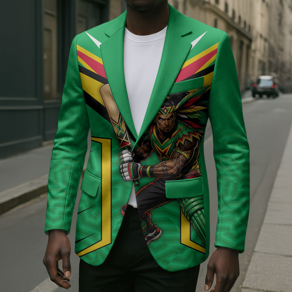 Personalized Guyana Cricket Amazon Warriors Blazer Tribal Warrior Mascot Fan