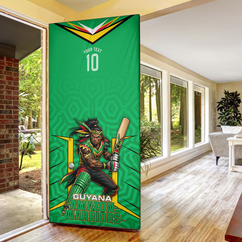 Personalized Guyana Cricket Amazon Warriors Door Cover Tribal Warrior Mascot Fan