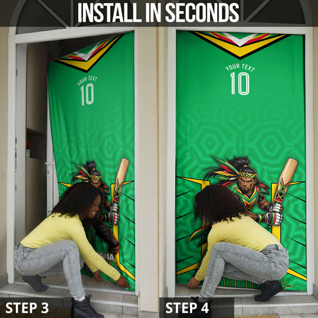 Personalized Guyana Cricket Amazon Warriors Door Cover Tribal Warrior Mascot Fan