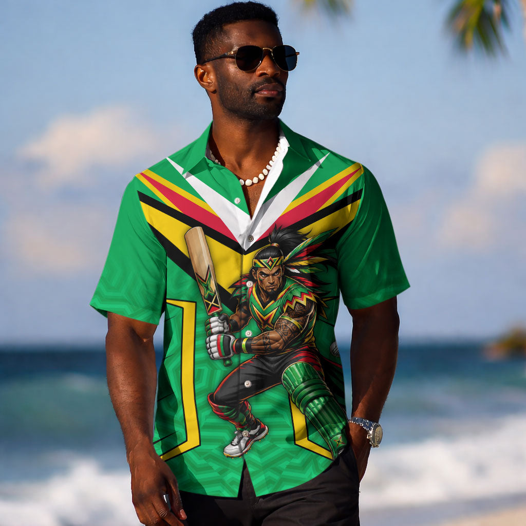 Personalized Guyana Cricket Amazon Warriors Hawaiian Shirt Tribal Warrior Mascot Fan