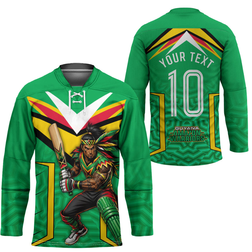Personalized Guyana Cricket Amazon Warriors Hockey Jersey Tribal Warrior Mascot Fan