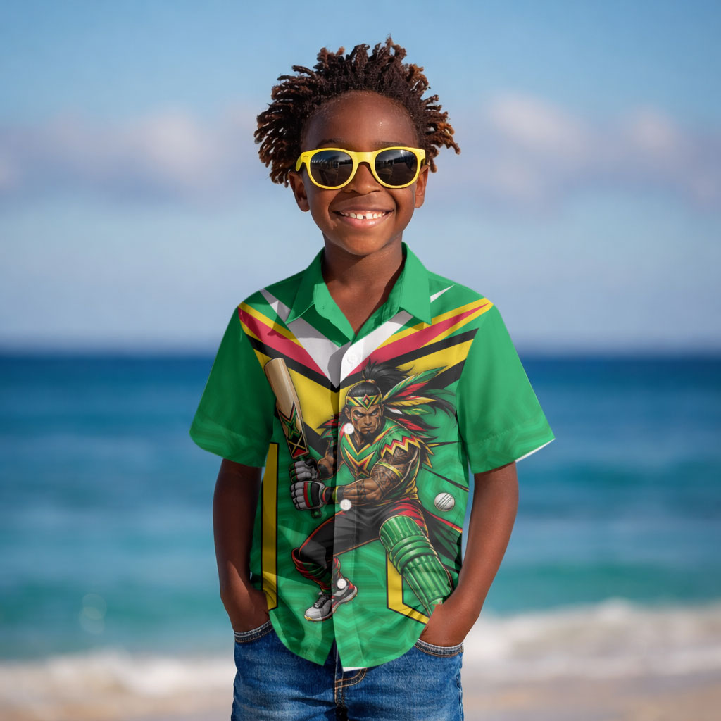 Personalized Guyana Cricket Amazon Warriors Kid Hawaiian Shirt Tribal Warrior Mascot Fan