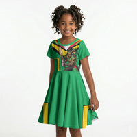 Personalized Guyana Cricket Amazon Warriors Kid Short Sleeve Dress Tribal Warrior Mascot Fan