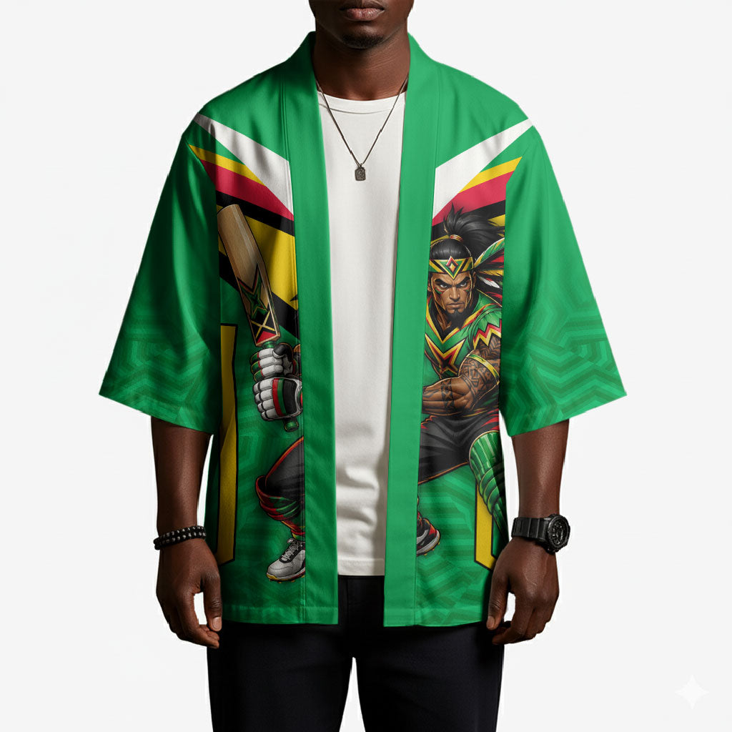 Personalized Guyana Cricket Amazon Warriors Kimono Tribal Warrior Mascot Fan