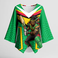Personalized Guyana Cricket Amazon Warriors Kimono Sleeve Blouse Tribal Warrior Mascot Fan