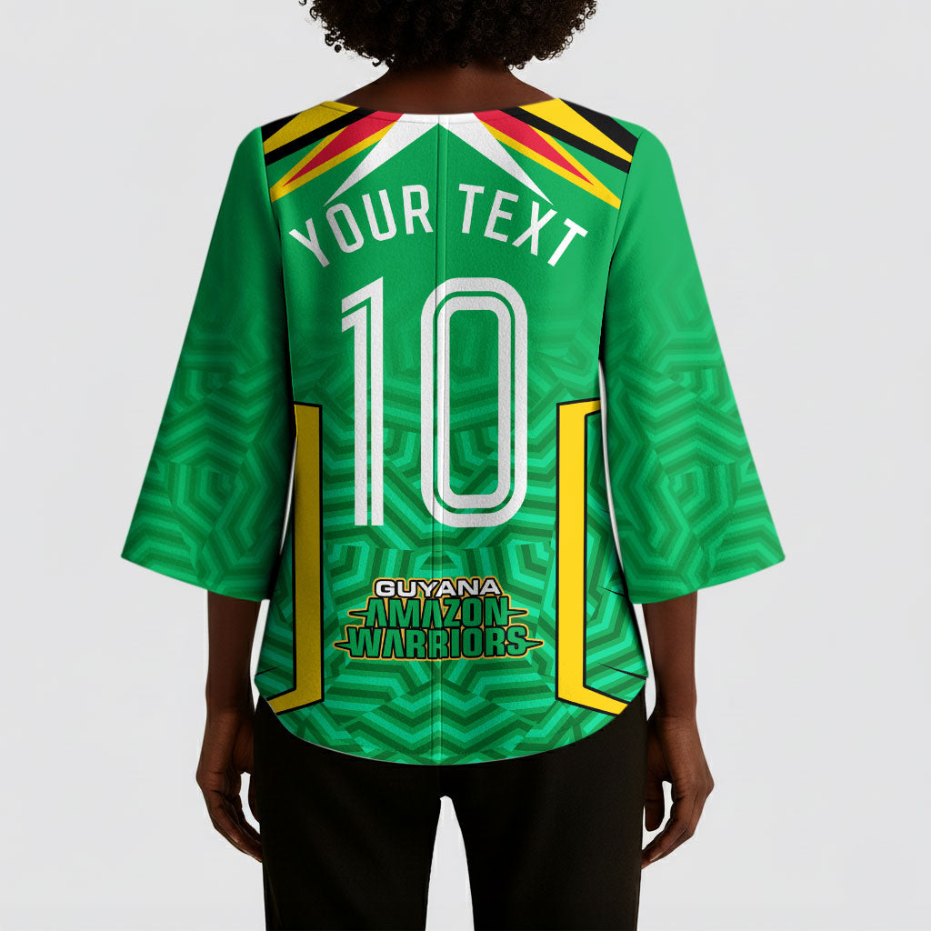Personalized Guyana Cricket Amazon Warriors Kimono Sleeve Blouse Tribal Warrior Mascot Fan