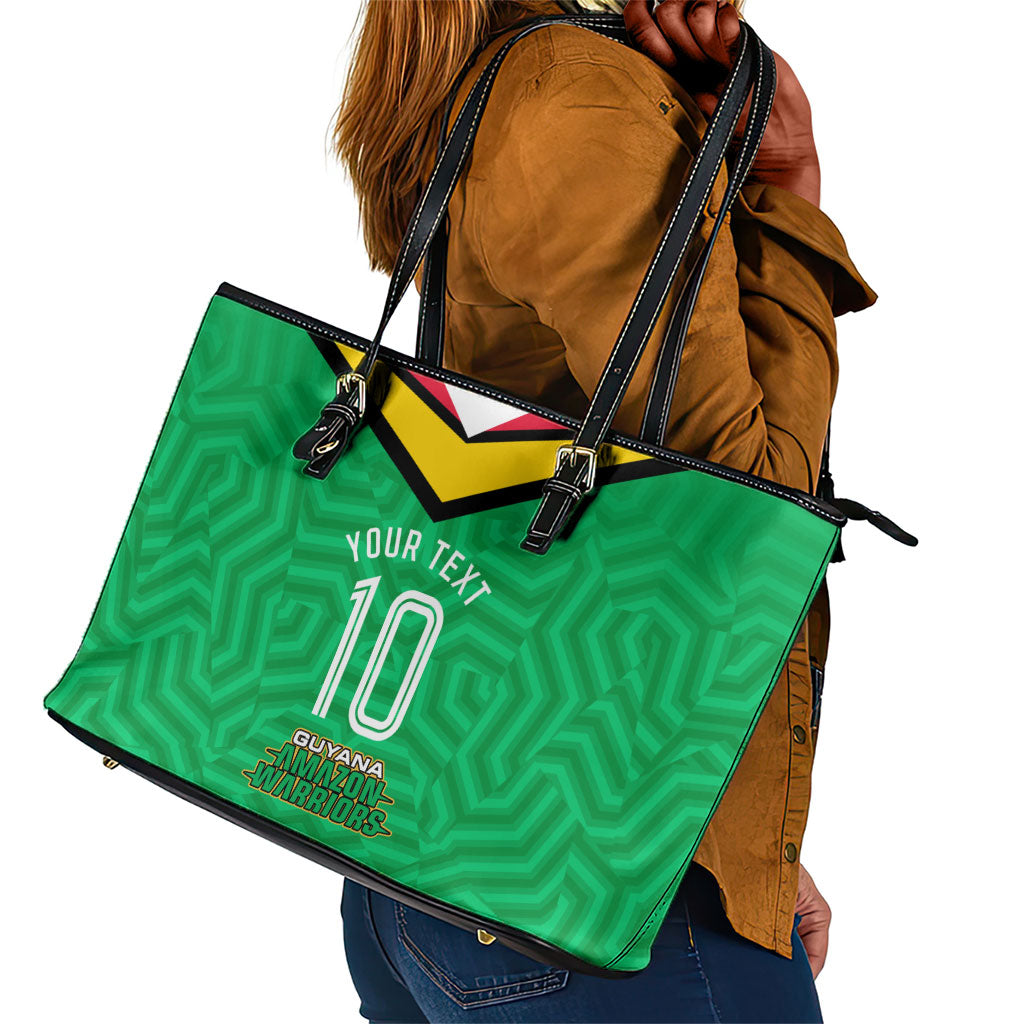Personalized Guyana Cricket Amazon Warriors Leather Tote Bag Tribal Warrior Mascot Fan