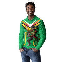 Personalized Guyana Cricket Amazon Warriors Long Sleeve Polo Shirt Tribal Warrior Mascot Fan