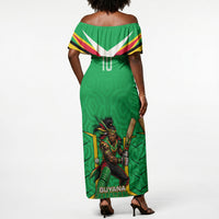 Personalized Guyana Cricket Amazon Warriors Off Shoulder Maxi Dress Tribal Warrior Mascot Fan