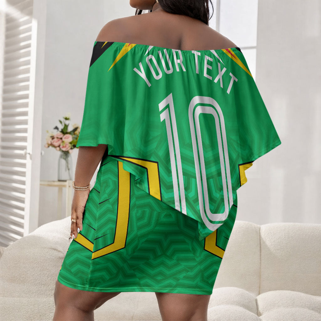 Personalized Guyana Cricket Amazon Warriors Off Shoulder Short Dress Tribal Warrior Mascot Fan