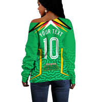 Personalized Guyana Cricket Amazon Warriors Off Shoulder Sweater Tribal Warrior Mascot Fan