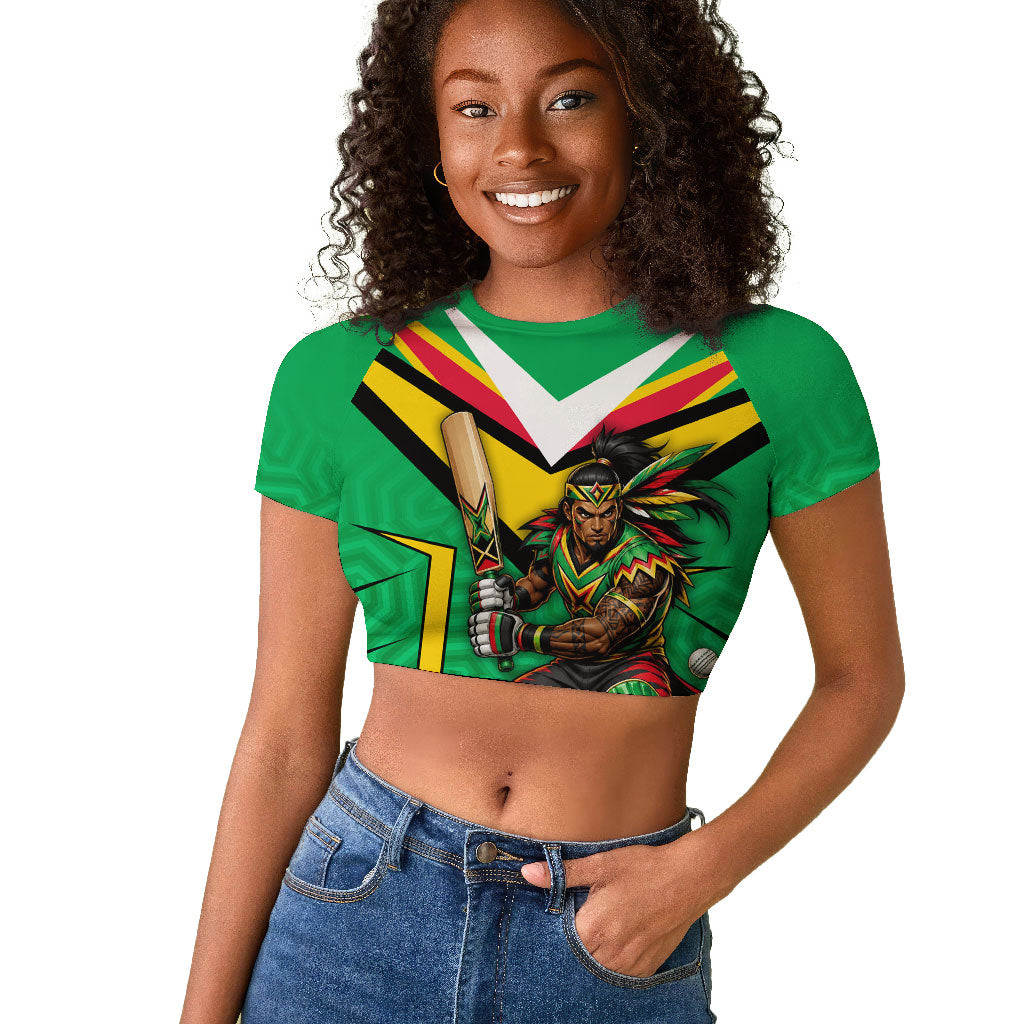 Personalized Guyana Cricket Amazon Warriors Raglan Cropped T shirt Tribal Warrior Mascot Fan