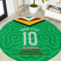 Personalized Guyana Cricket Amazon Warriors Round Carpet Tribal Warrior Mascot Fan