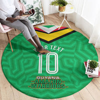 Personalized Guyana Cricket Amazon Warriors Round Carpet Tribal Warrior Mascot Fan