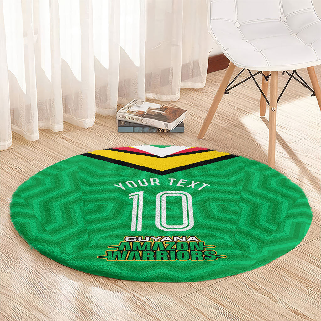 Personalized Guyana Cricket Amazon Warriors Round Carpet Tribal Warrior Mascot Fan