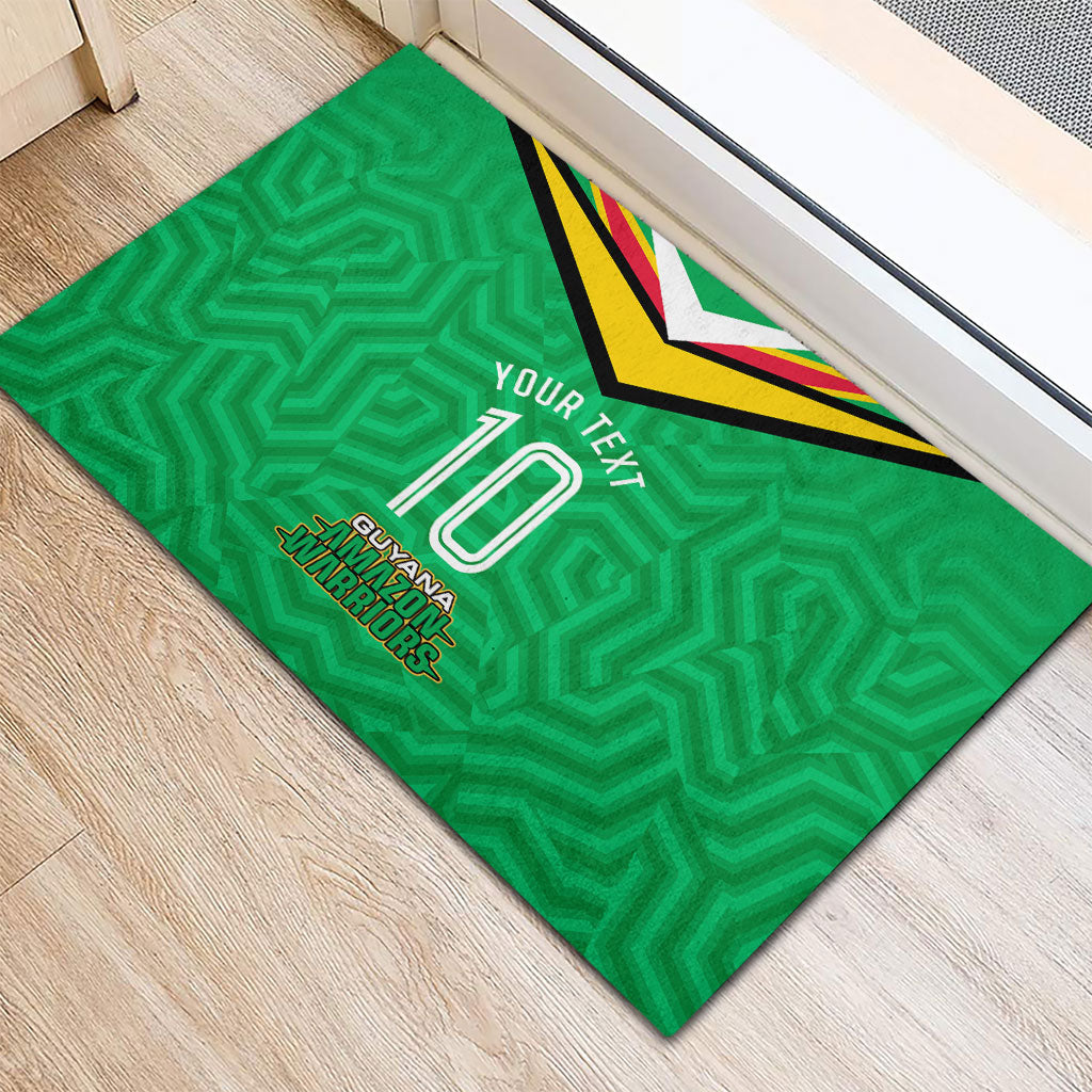 Personalized Guyana Cricket Amazon Warriors Rubber Doormat Tribal Warrior Mascot Fan
