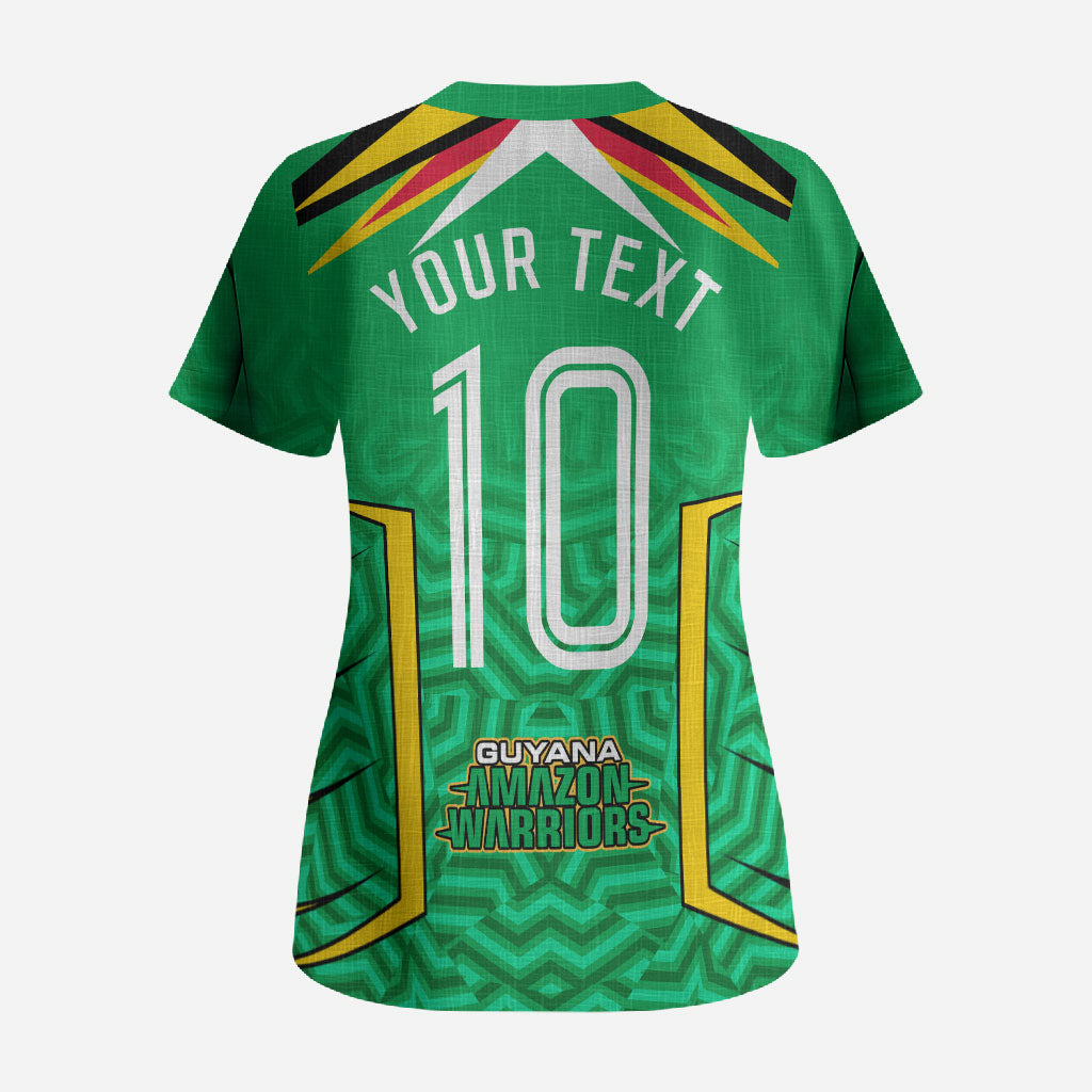 Personalized Guyana Cricket Amazon Warriors Scrub Top Tribal Warrior Mascot Fan