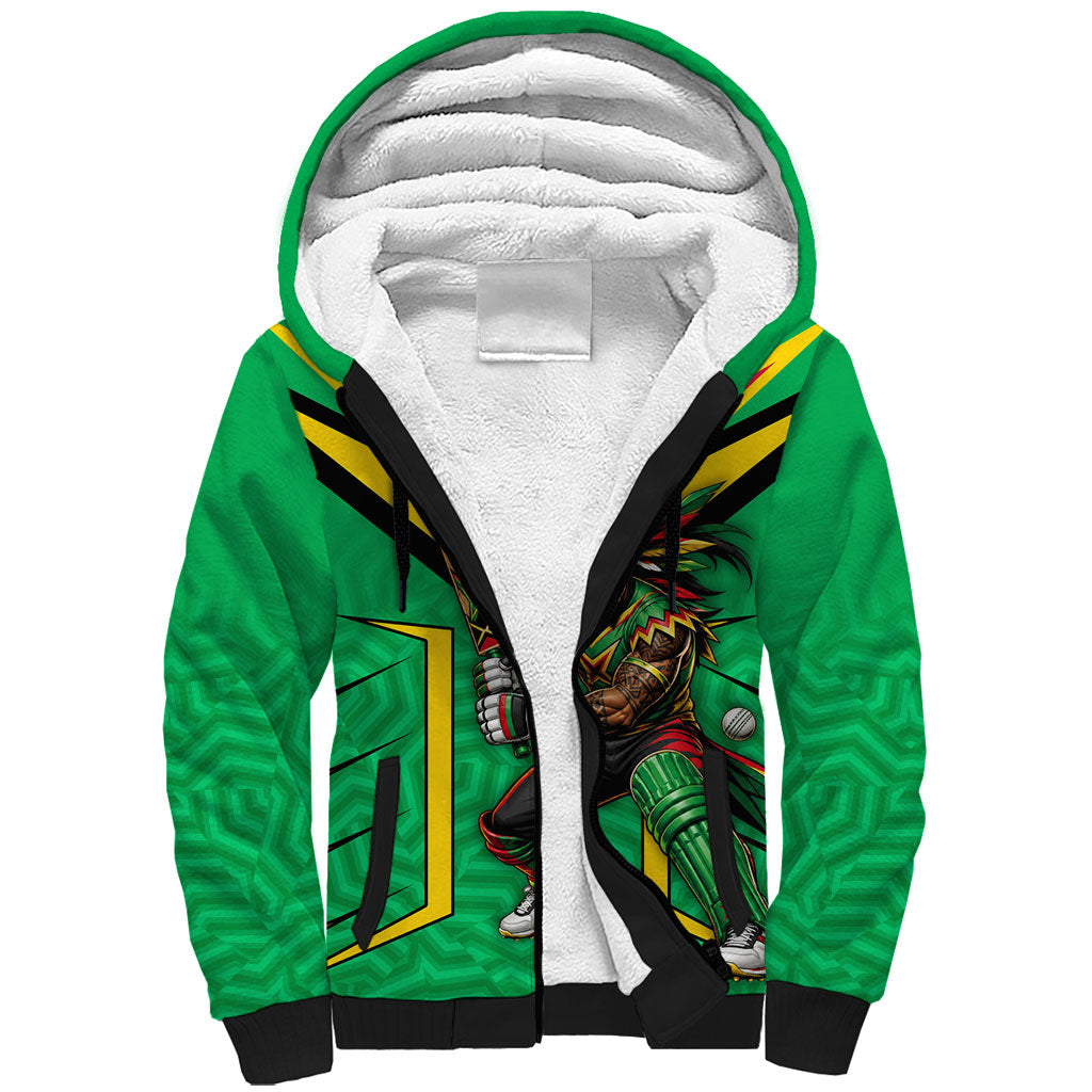 Personalized Guyana Cricket Amazon Warriors Sherpa Hoodie Tribal Warrior Mascot Fan
