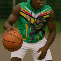 Personalized Guyana Cricket Amazon Warriors Sleeveless Zip Hoodie Tribal Warrior Mascot Fan