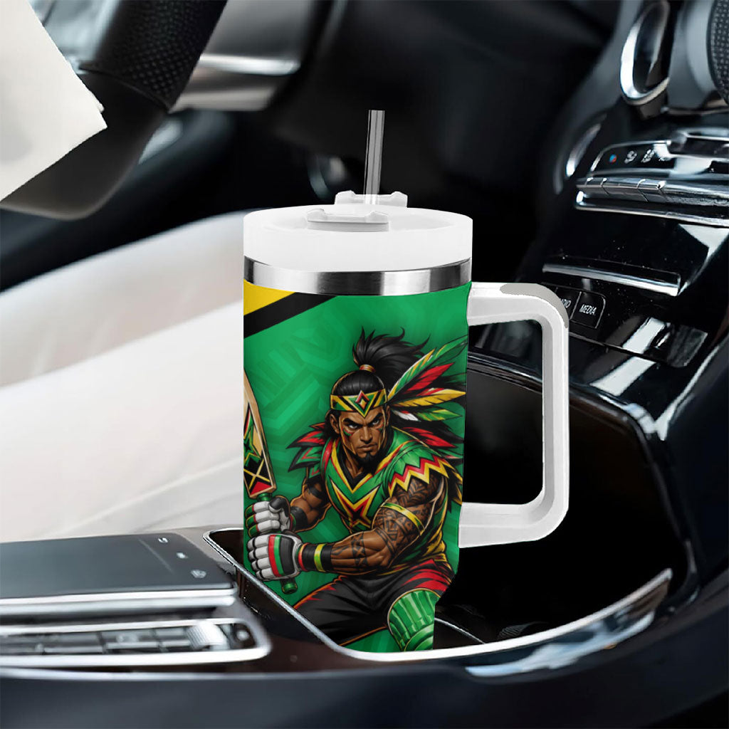 Personalized Guyana Cricket Amazon Warriors Tumbler With Handle Tribal Warrior Mascot Fan