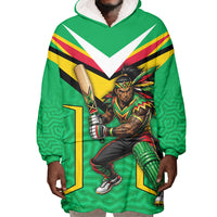 Personalized Guyana Cricket Amazon Warriors Wearable Blanket Hoodie Tribal Warrior Mascot Fan