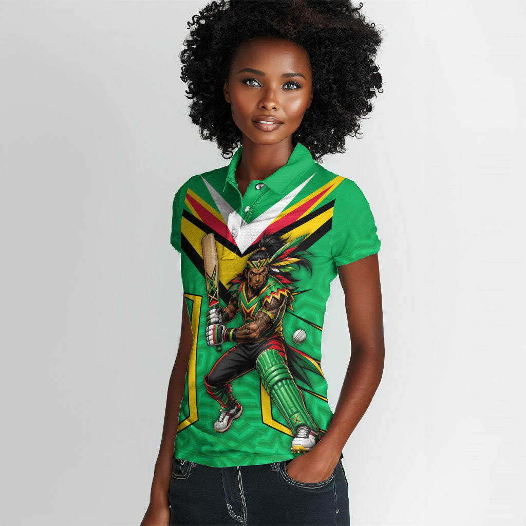 Personalized Guyana Cricket Amazon Warriors Women Polo Shirt Tribal Warrior Mascot Fan