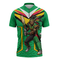 Personalized Guyana Cricket Amazon Warriors Zipper Polo Shirt Tribal Warrior Mascot Fan