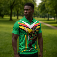 Personalized Guyana Cricket Amazon Warriors Zipper Polo Shirt Tribal Warrior Mascot Fan