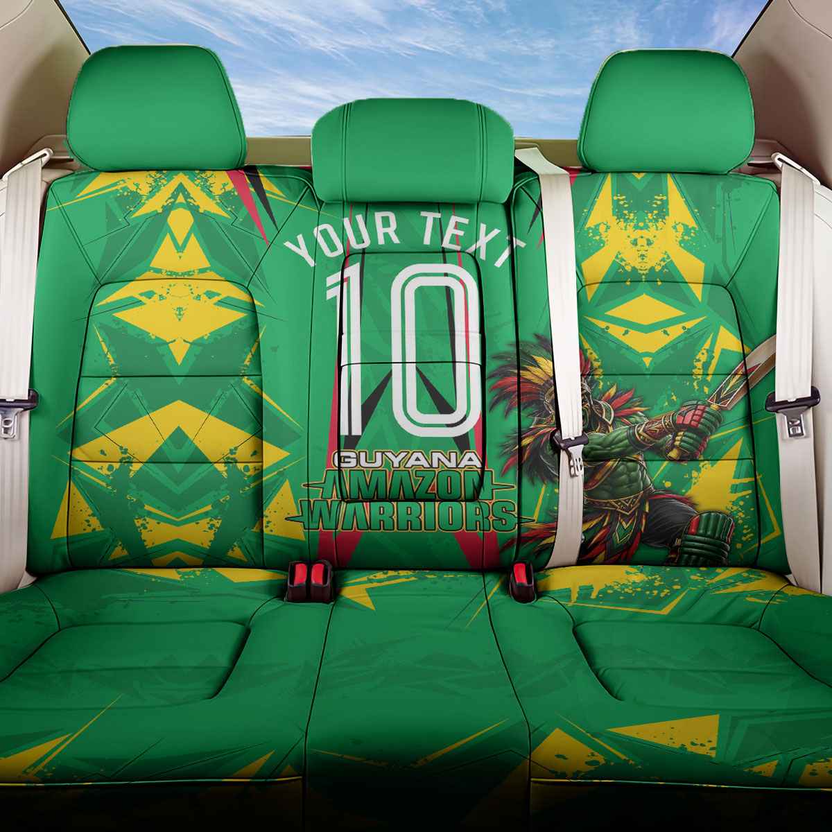 Personalized Guyana Cricket Back Car Seat Cover Amazon Warriors Tribal Mascot Sports