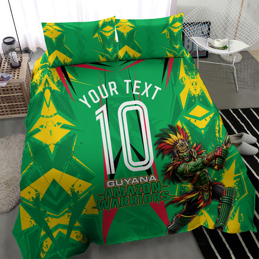 Personalized Guyana Cricket Bedding Set Amazon Warriors Tribal Mascot Sports