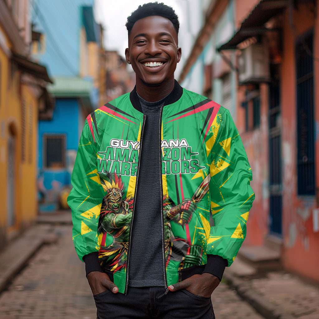 Personalized Guyana Cricket Bomber Jacket Amazon Warriors Tribal Mascot Sports