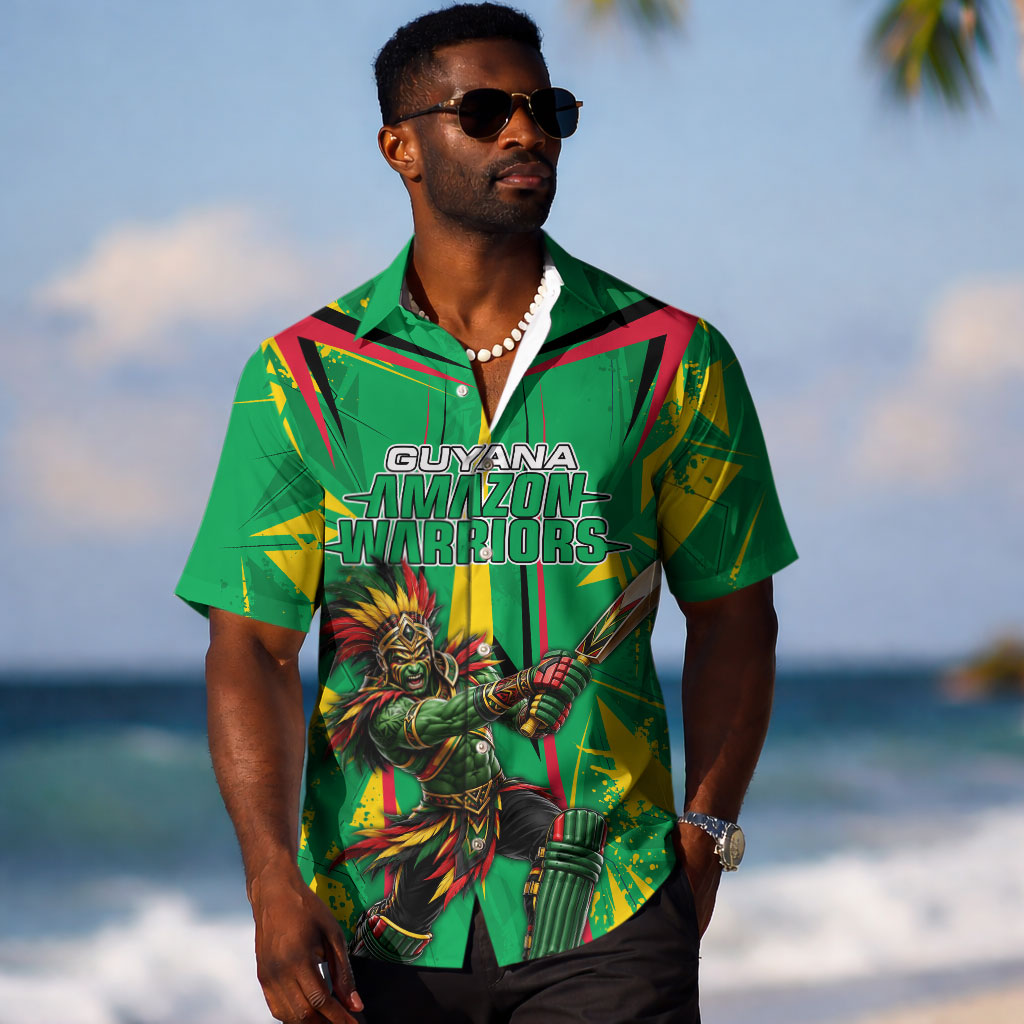 Personalized Guyana Cricket Hawaiian Shirt Amazon Warriors Tribal Mascot Sports
