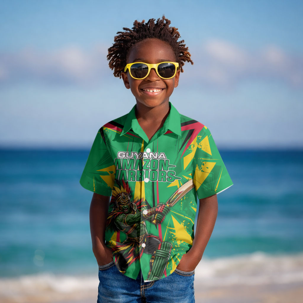 Personalized Guyana Cricket Kid Hawaiian Shirt Amazon Warriors Tribal Mascot Sports