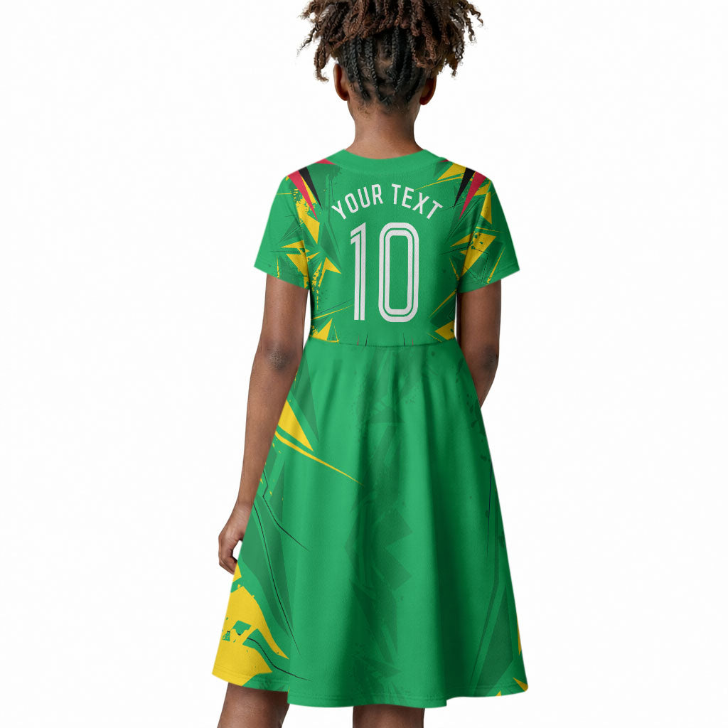 Personalized Guyana Cricket Kid Short Sleeve Dress Amazon Warriors Tribal Mascot Sports