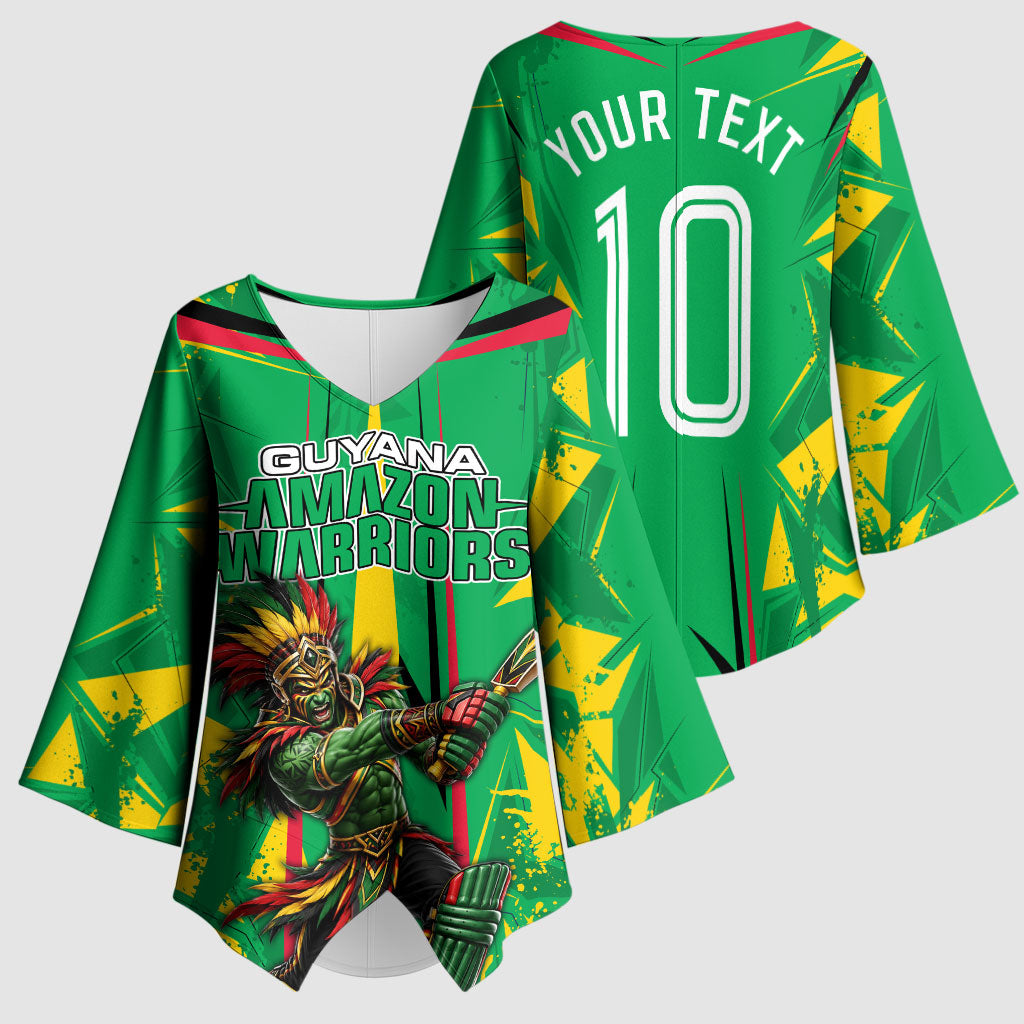 Personalized Guyana Cricket Kimono Sleeve Blouse Amazon Warriors Tribal Mascot Sports
