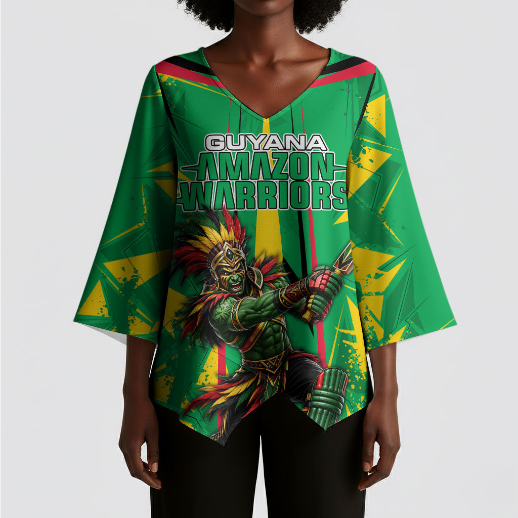Personalized Guyana Cricket Kimono Sleeve Blouse Amazon Warriors Tribal Mascot Sports