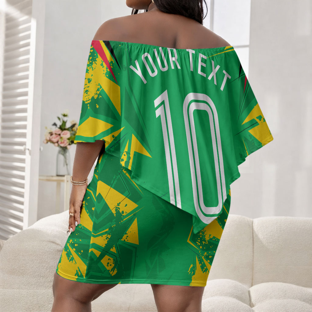 Personalized Guyana Cricket Off Shoulder Short Dress Amazon Warriors Tribal Mascot Sports