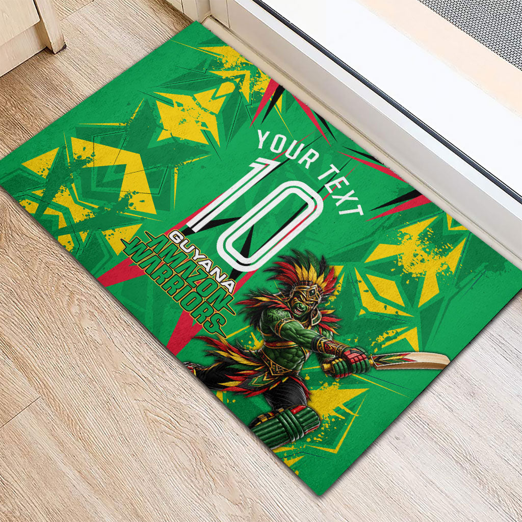 Personalized Guyana Cricket Rubber Doormat Amazon Warriors Tribal Mascot Sports
