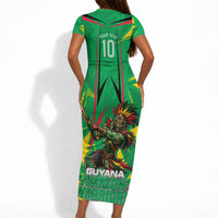 Personalized Guyana Cricket Short Sleeve Bodycon Dress Amazon Warriors Tribal Mascot Sports