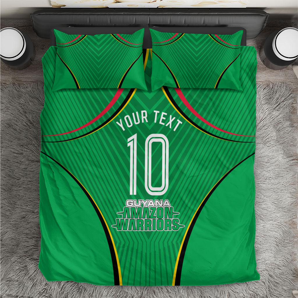 Personalized Guyana Cricket Amazon Warriors Bedding Set Modern Geometric Sports Fan