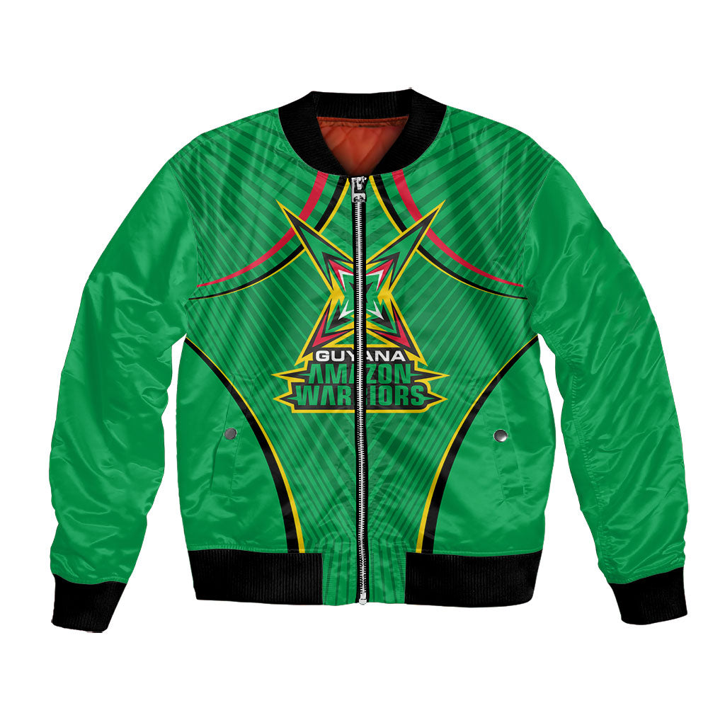 Personalized Guyana Cricket Amazon Warriors Bomber Jacket Modern Geometric Sports Fan