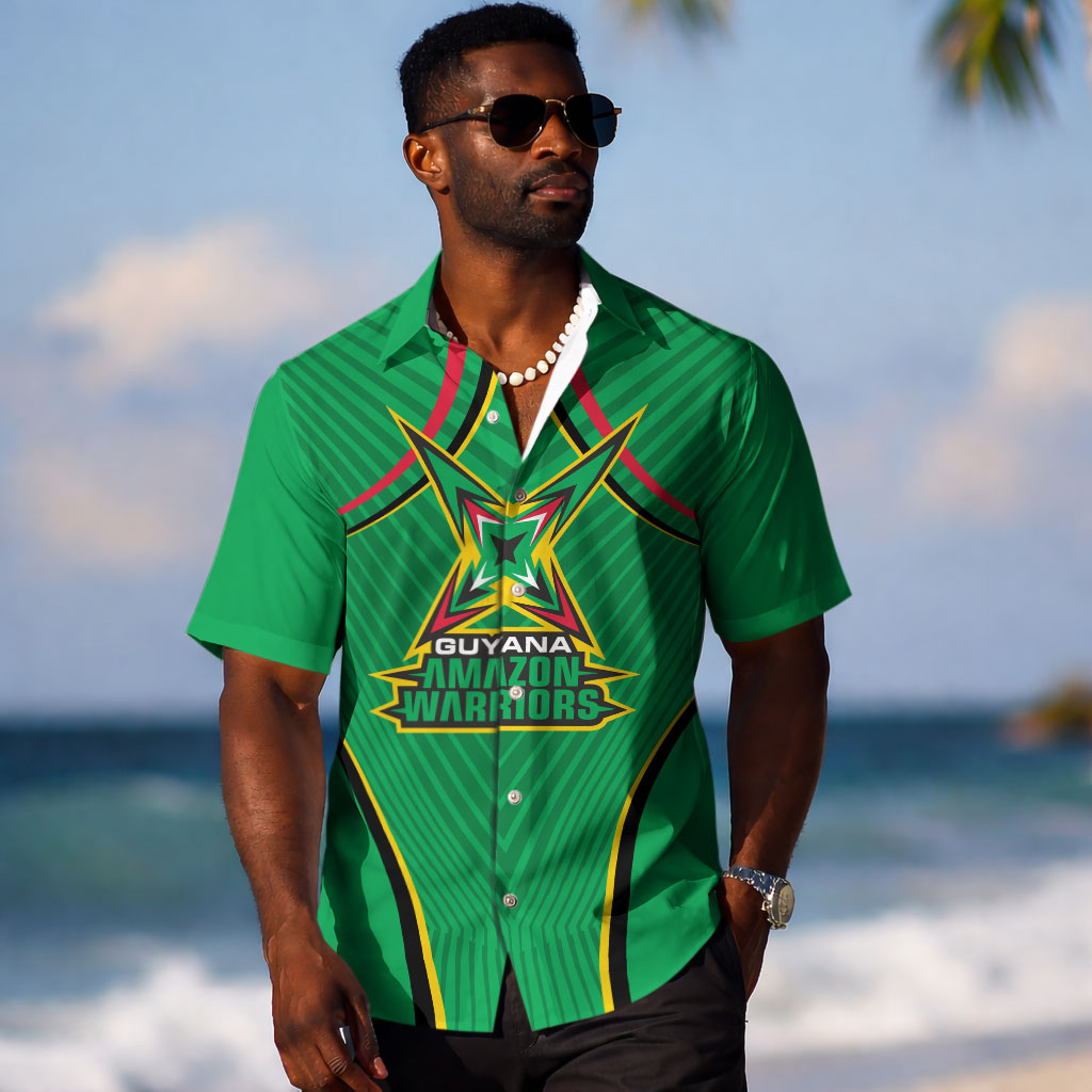 Personalized Guyana Cricket Amazon Warriors Hawaiian Shirt Modern Geometric Sports Fan