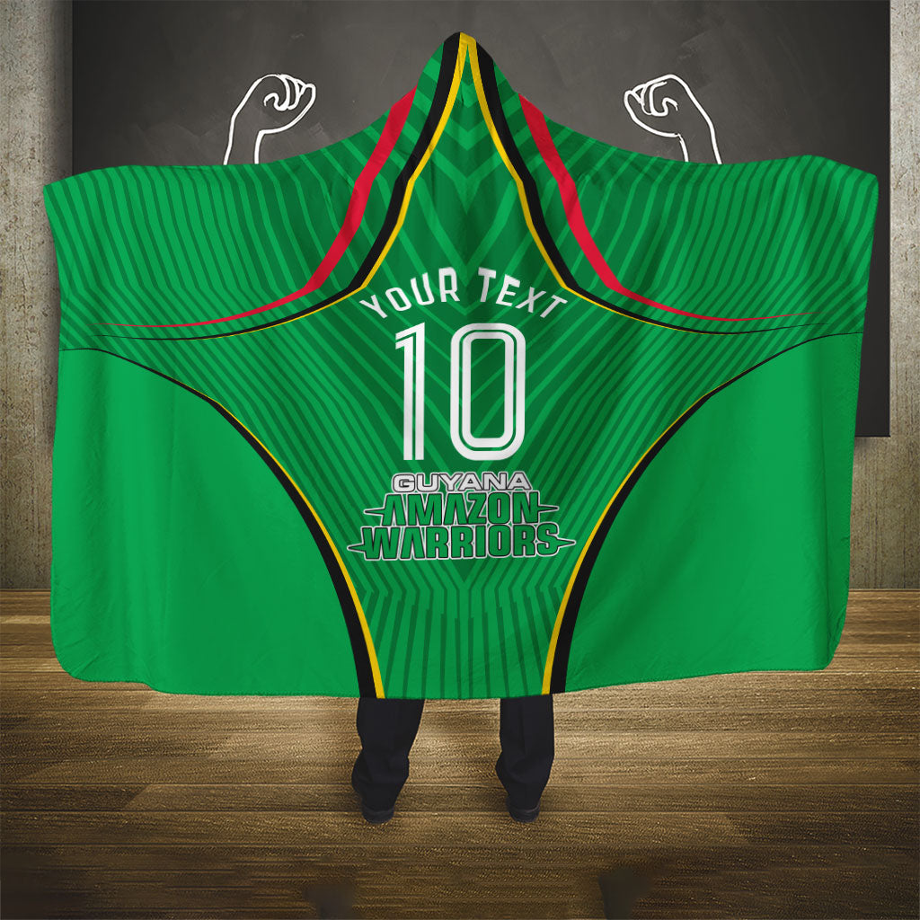 Personalized Guyana Cricket Amazon Warriors Hooded Blanket Modern Geometric Sports Fan
