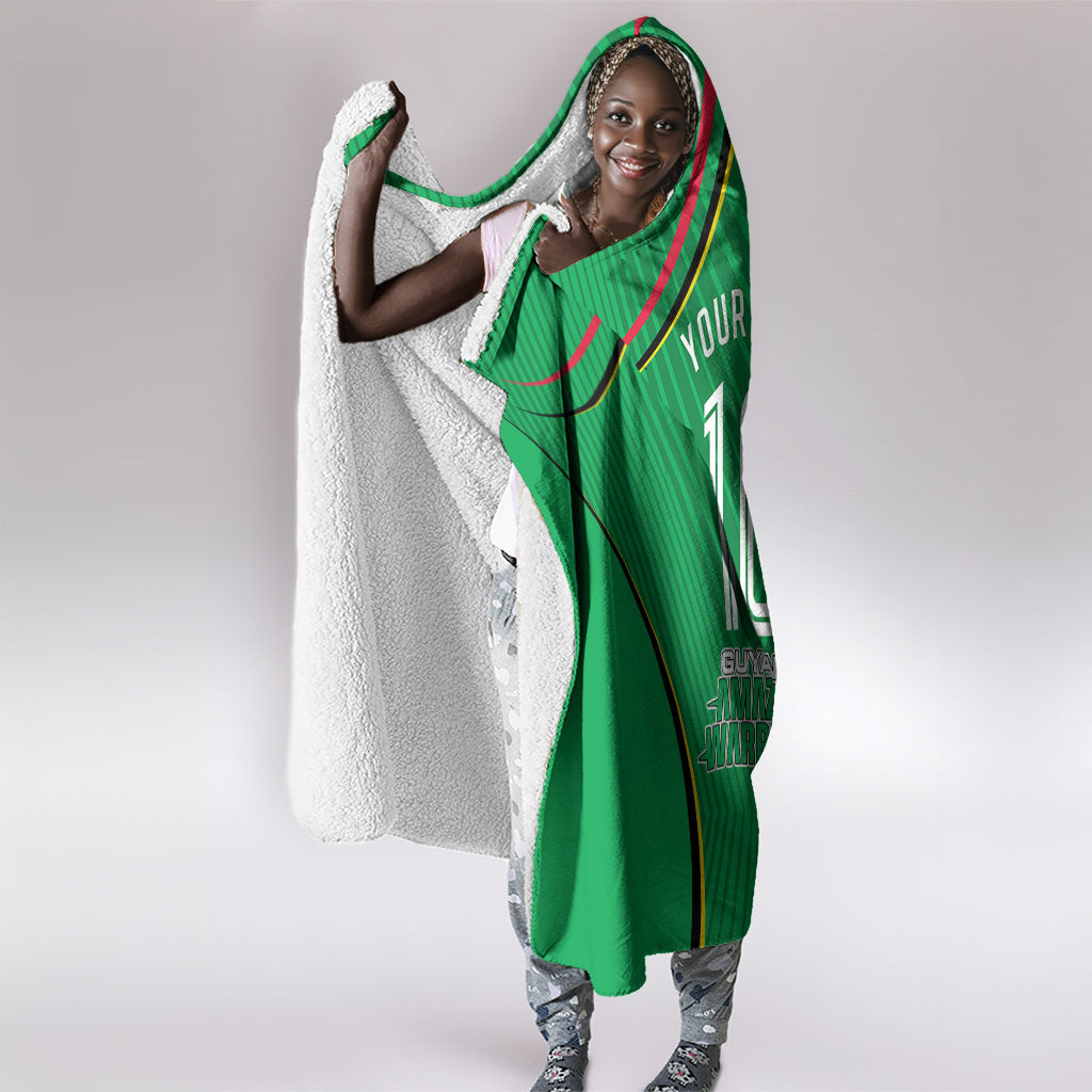 Personalized Guyana Cricket Amazon Warriors Hooded Blanket Modern Geometric Sports Fan