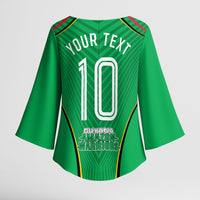 Personalized Guyana Cricket Amazon Warriors Kimono Sleeve Blouse Modern Geometric Sports Fan