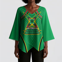 Personalized Guyana Cricket Amazon Warriors Kimono Sleeve Blouse Modern Geometric Sports Fan