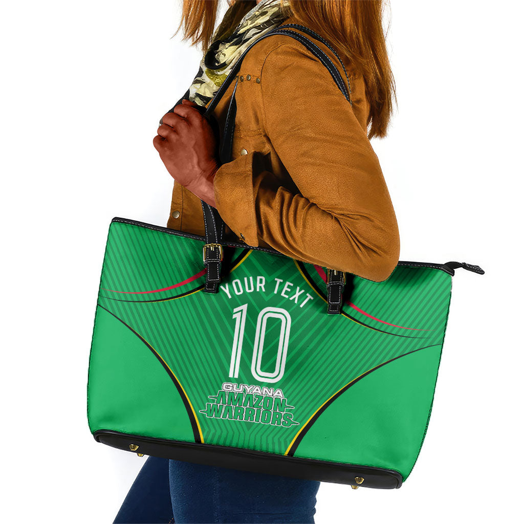 Personalized Guyana Cricket Amazon Warriors Leather Tote Bag Modern Geometric Sports Fan
