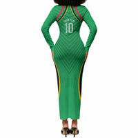 Personalized Guyana Cricket Amazon Warriors Long Sleeve Bodycon Dress Modern Geometric Sports Fan