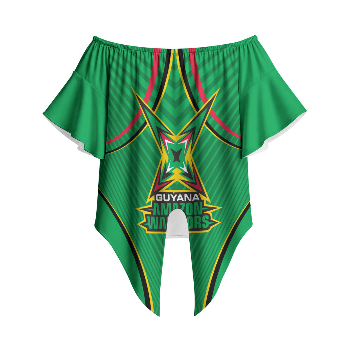 Personalized Guyana Cricket Amazon Warriors Off Shoulder Wrap Waist Top Modern Geometric Sports Fan