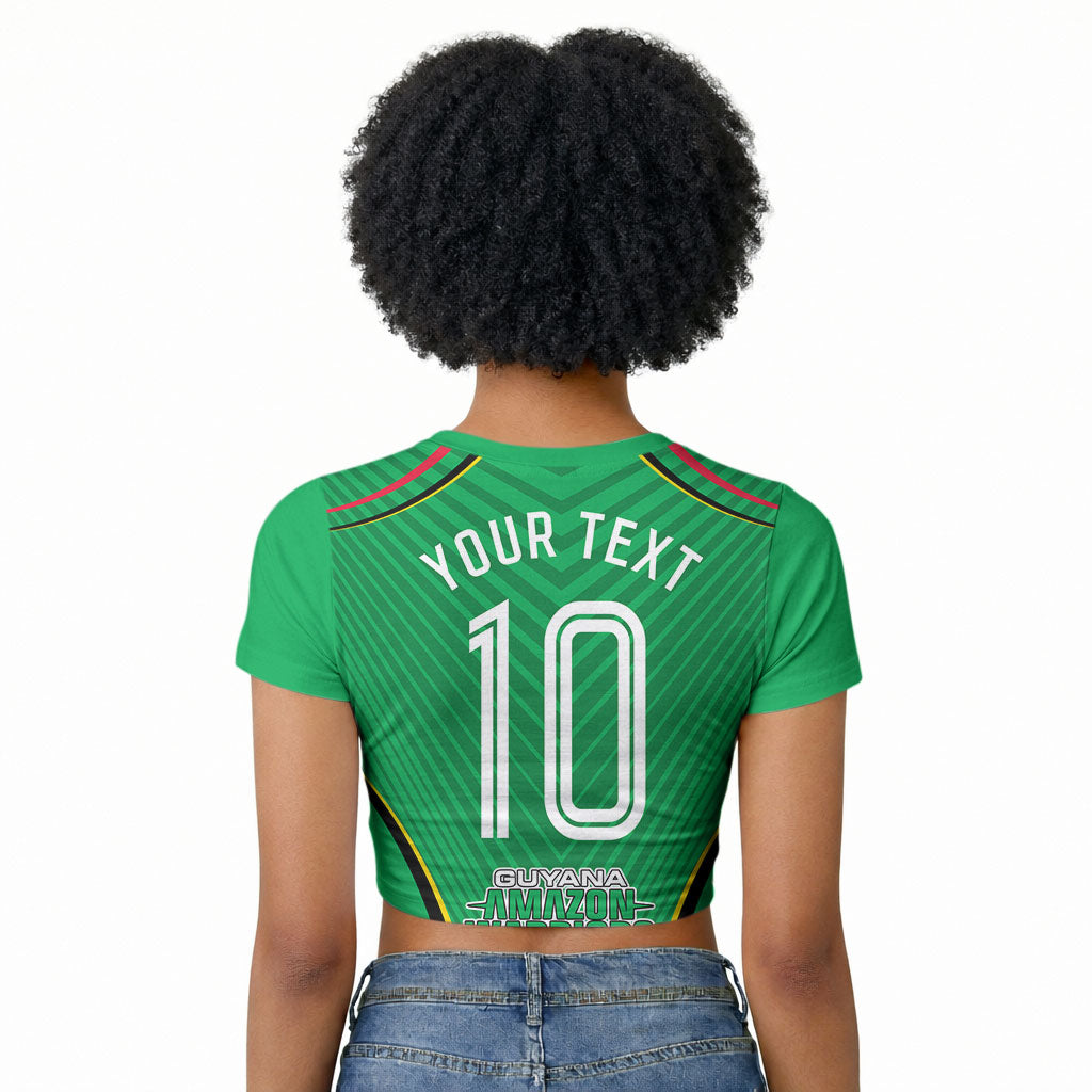 Personalized Guyana Cricket Amazon Warriors Raglan Cropped T shirt Modern Geometric Sports Fan